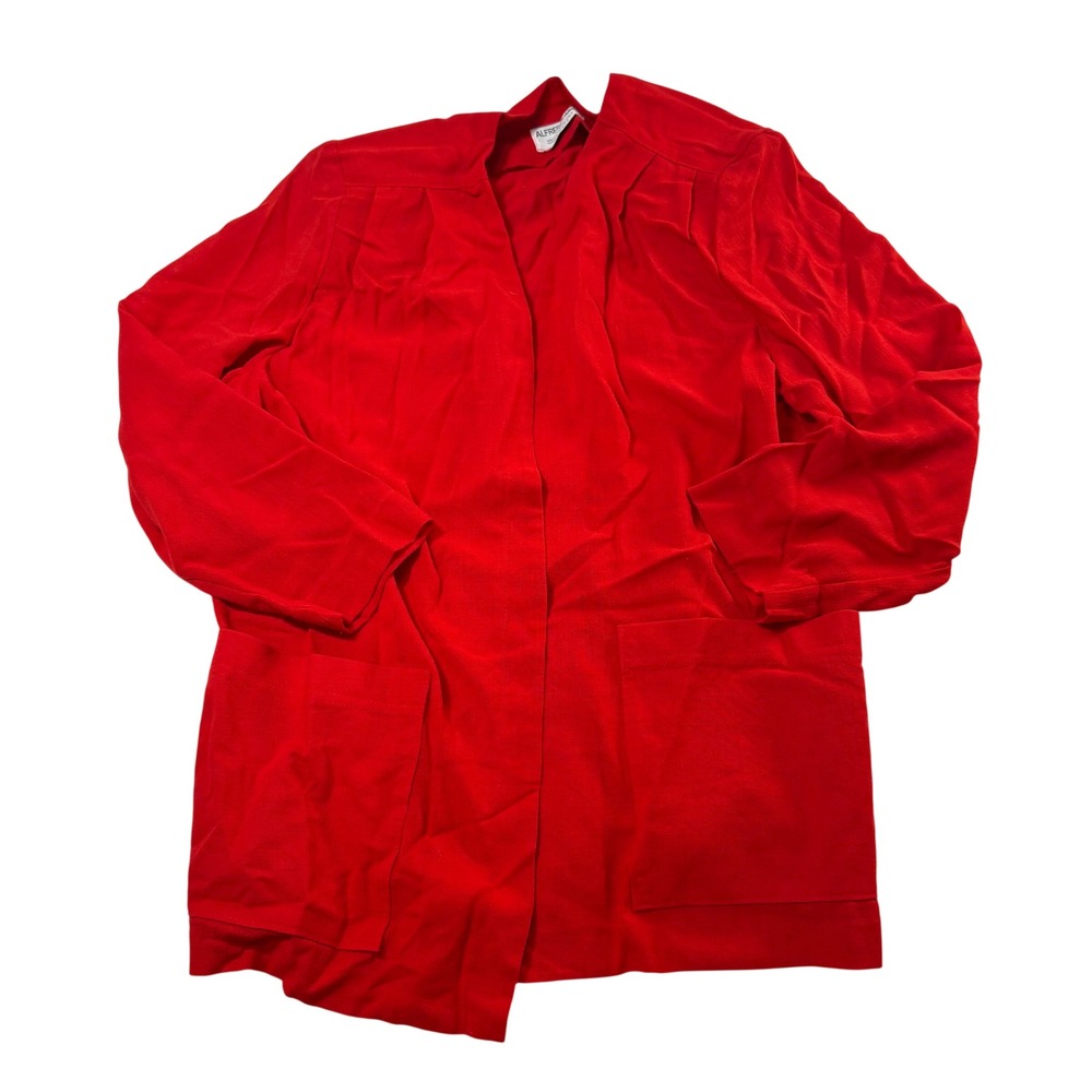 Alfredโ Dunner Red Open Front Cardigan Jacket Vintage Small Made in USA 2727